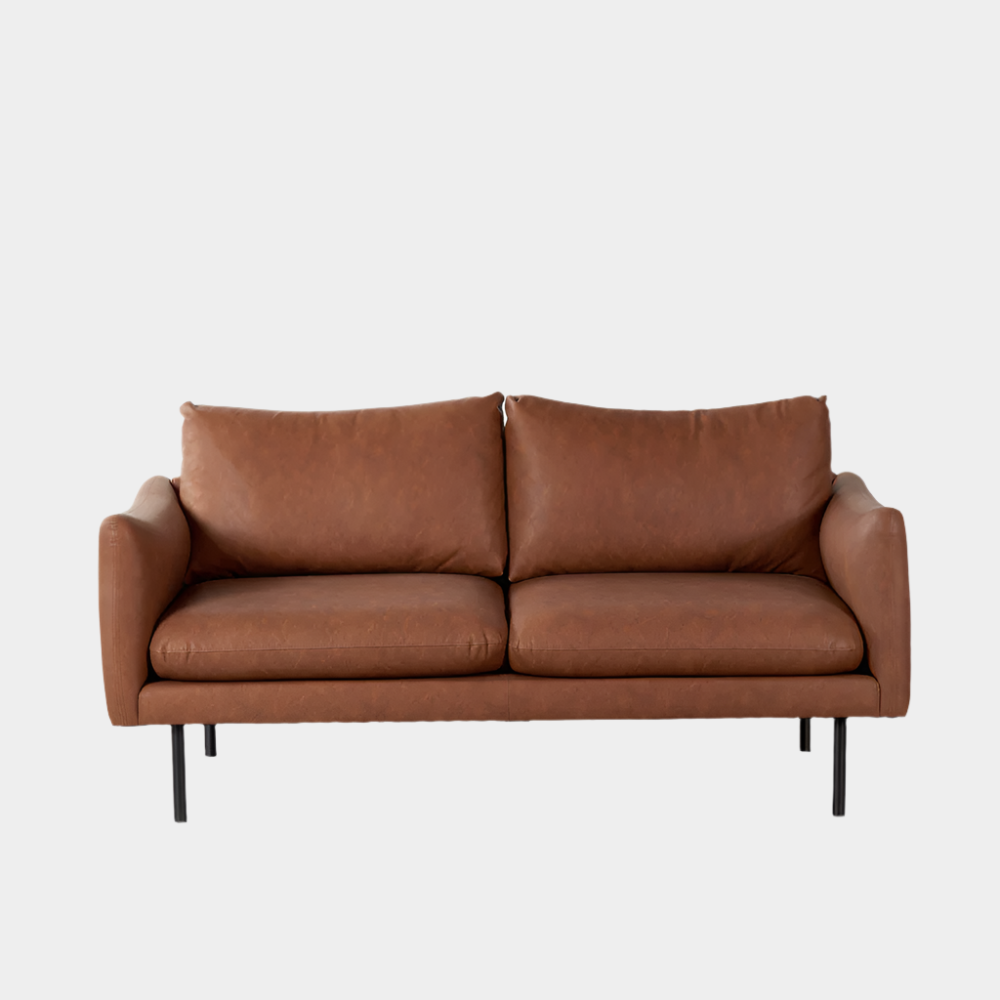 MAPLETON - Brown Vegan Leather 2-Seater Sofa