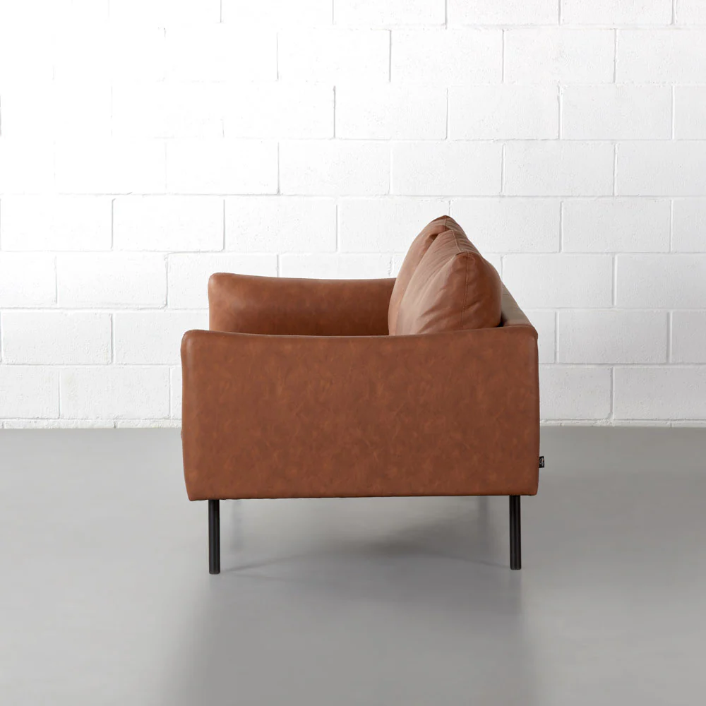 MAPLETON - Brown Vegan Leather 2-Seater Sofa