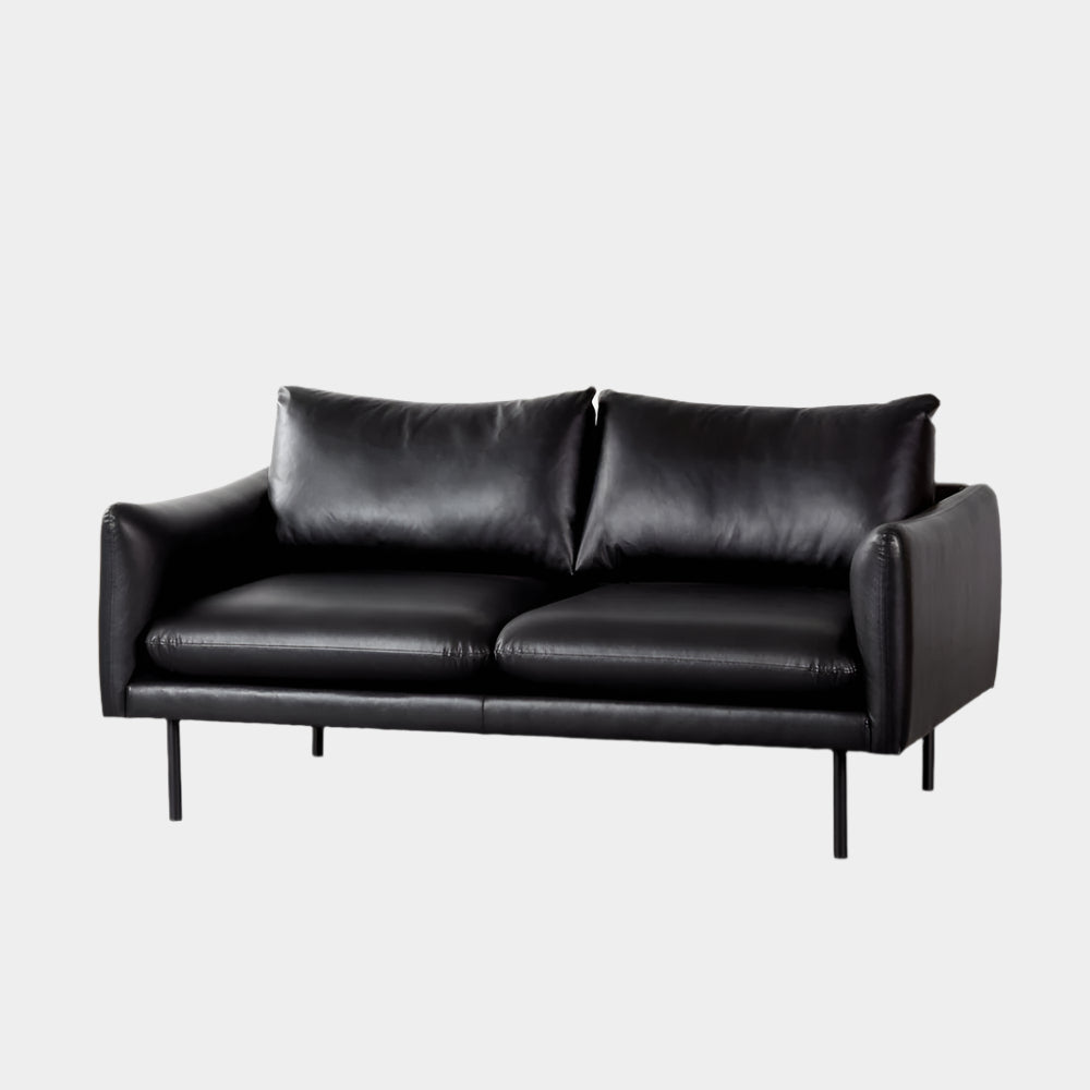 MAPLETON - Black Vegan Leather 2-Seater Sofa