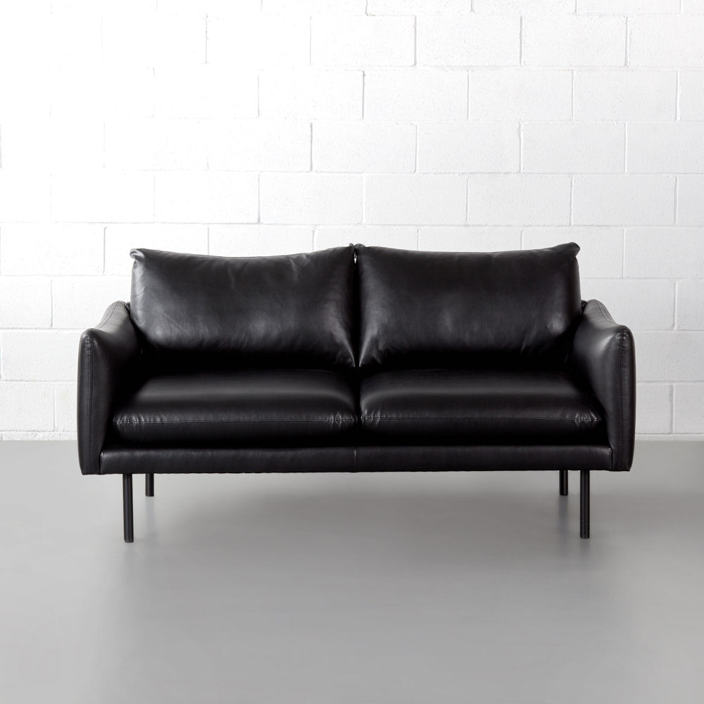 MAPLETON - Black Vegan Leather 2-Seater Sofa