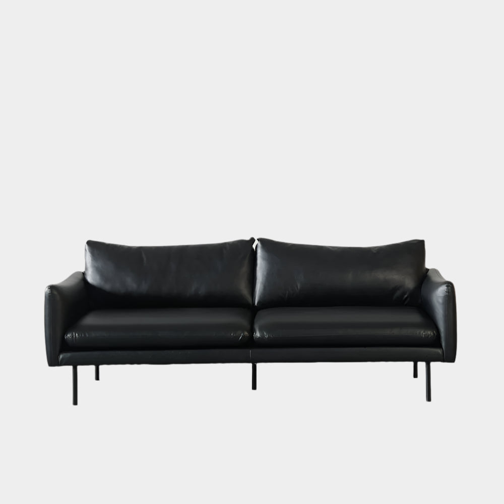 MAPLETON - Black Vegan Leather 3-Seater Sofa