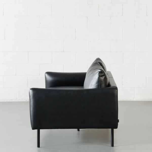 MAPLETON - Black Vegan Leather 3-Seater Sofa