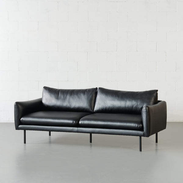 MAPLETON - Black Vegan Leather 3-Seater Sofa