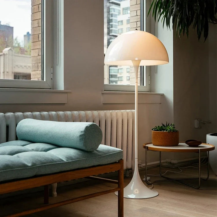 Danish Mid-Century Modern White Mushroom Floor Lamp