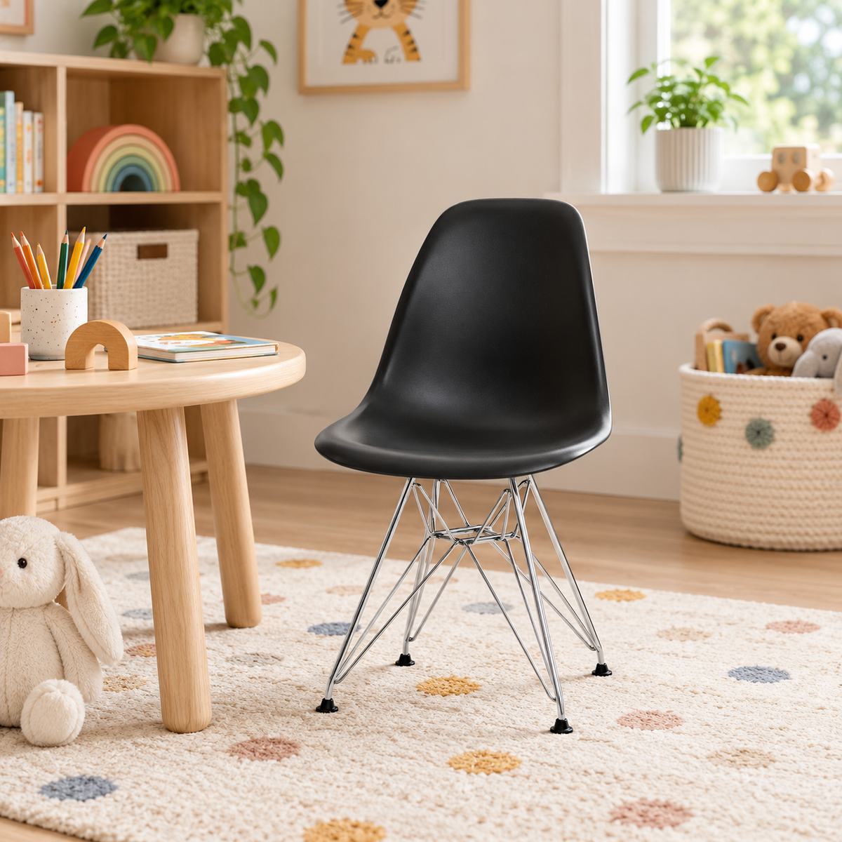 Eames Eiffel Molded Plastic Kids Chair - Chrome legs