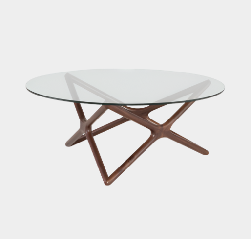 Table basse triangulaire en verre