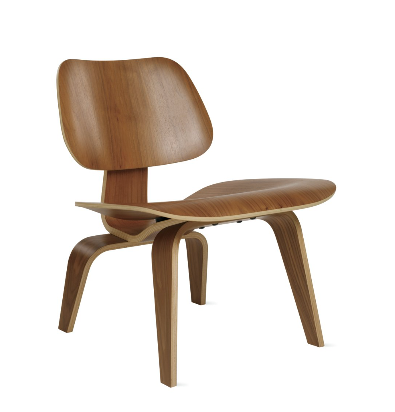 Chaise longue en contreplaqué moulé Eames avec base en bois