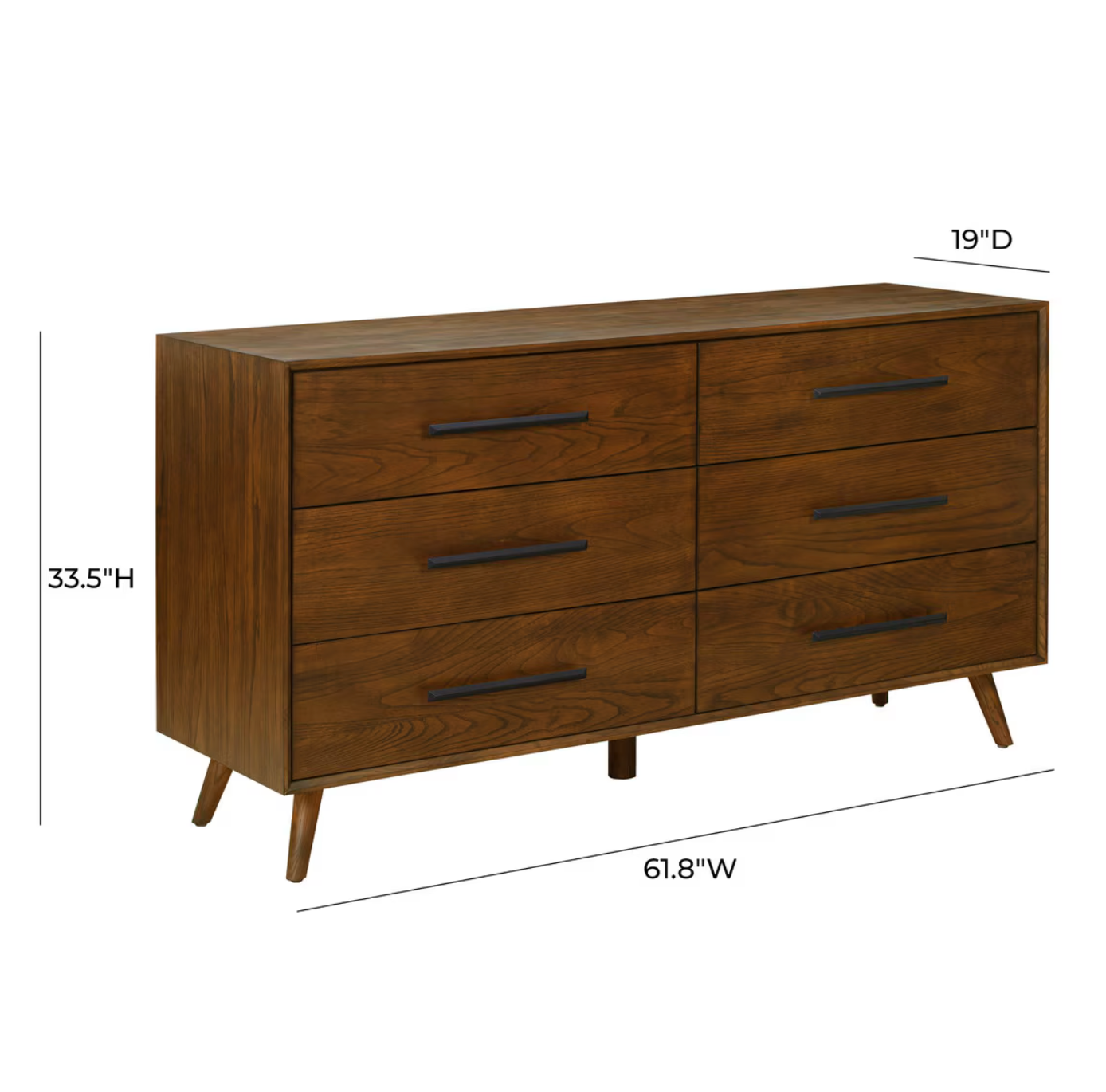 Emery Pecan 6 Drawer Dresser