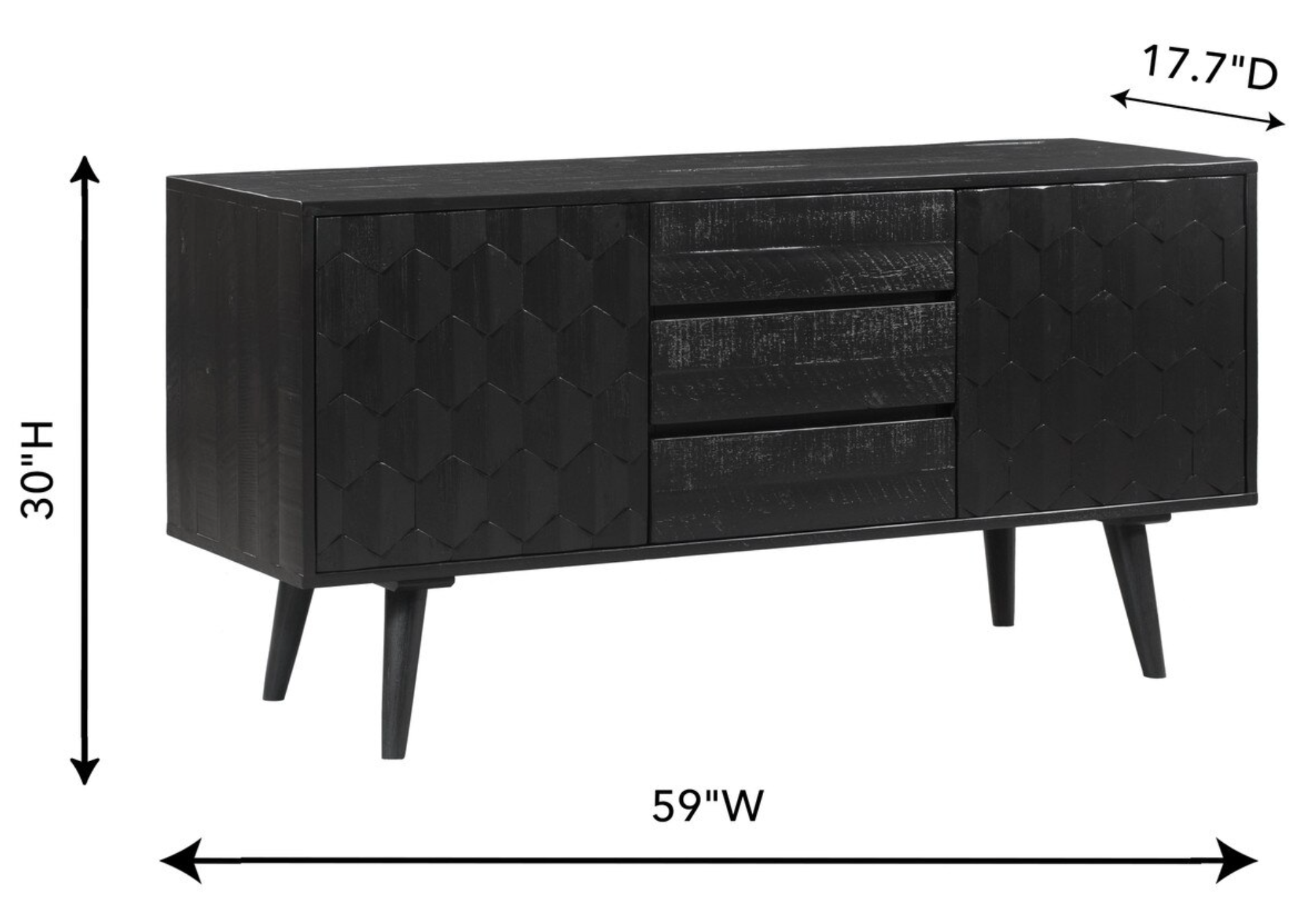 Buffet Valentina en acacia noir 59"