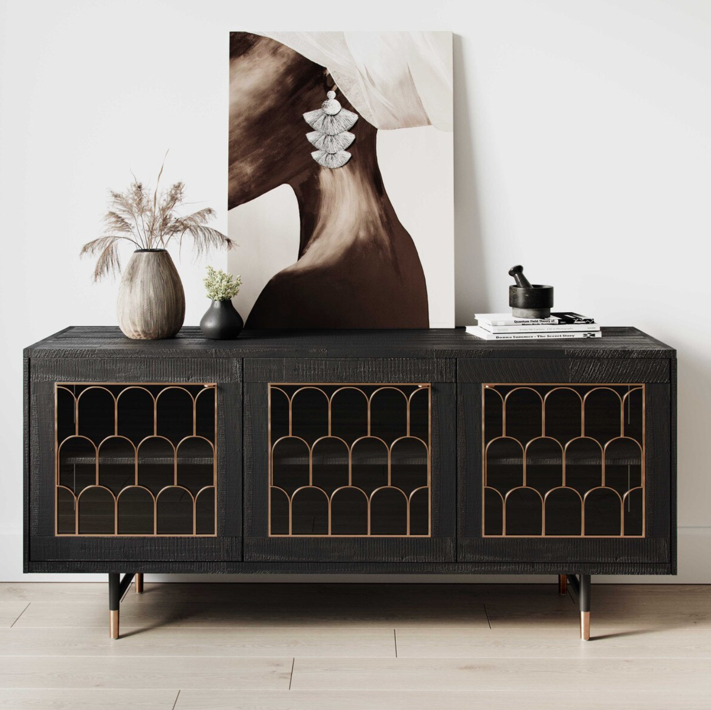 Gatsby Black Acacia Wood 66" Buffet