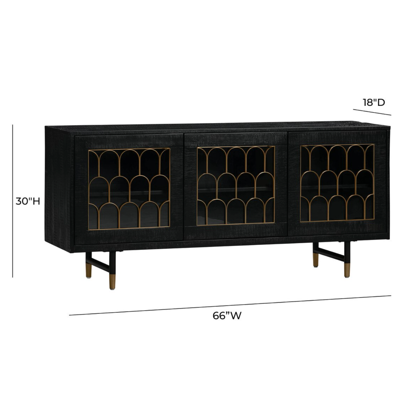 Buffet Gatsby en bois d'acacia noir de 66 po 