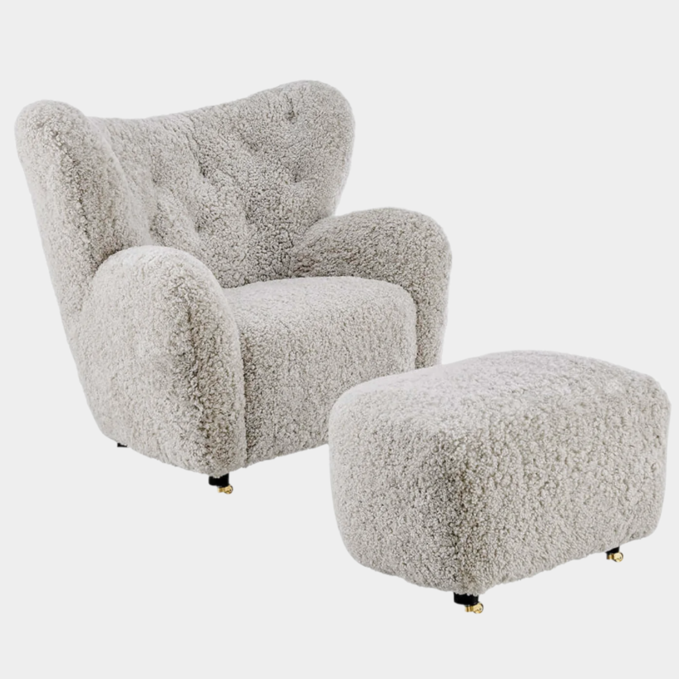 Flemming Lassen The Tired Man Lounge Chair & Footstool in Genuine Sheepskin