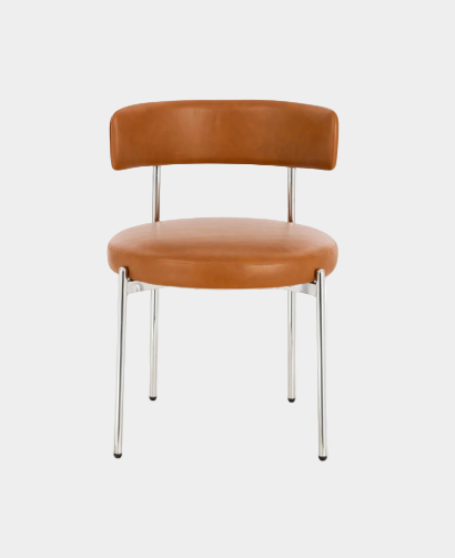 Libera Inesse Tan PU Leather Dining Chair - Silver