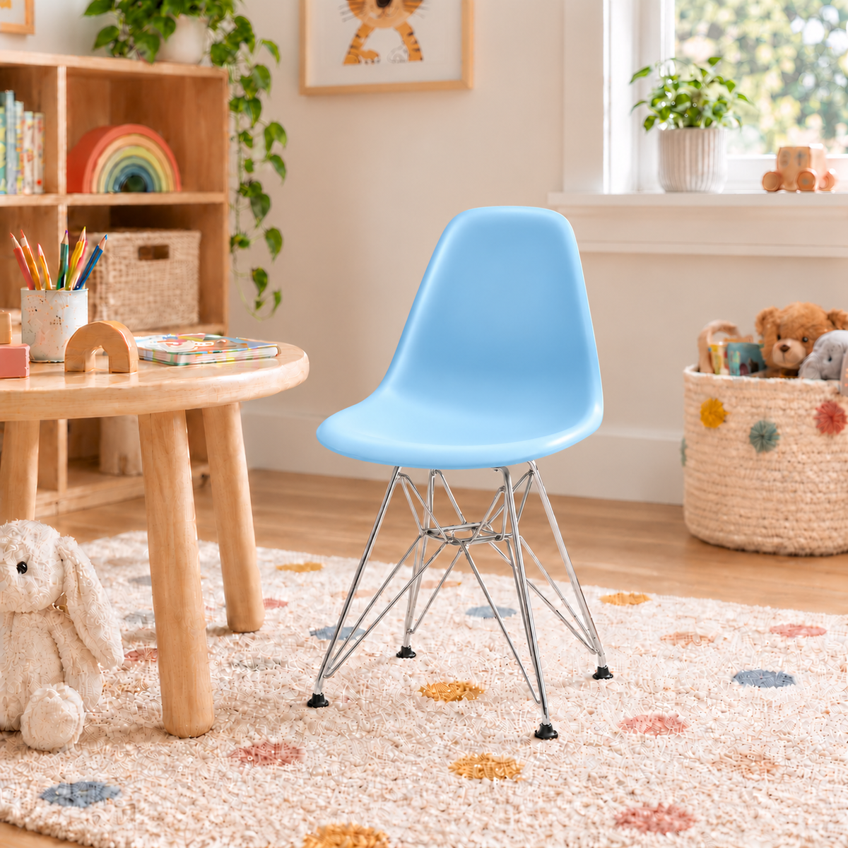 Eames Eiffel Molded Plastic Kids Chair - Chrome legs
