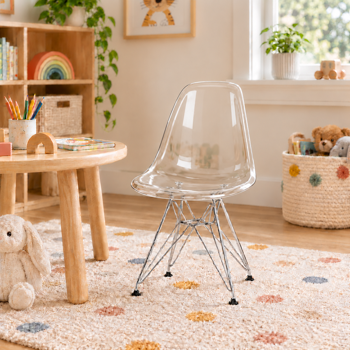 Eames Eiffel Molded Plastic Kids Chair - Chrome legs
