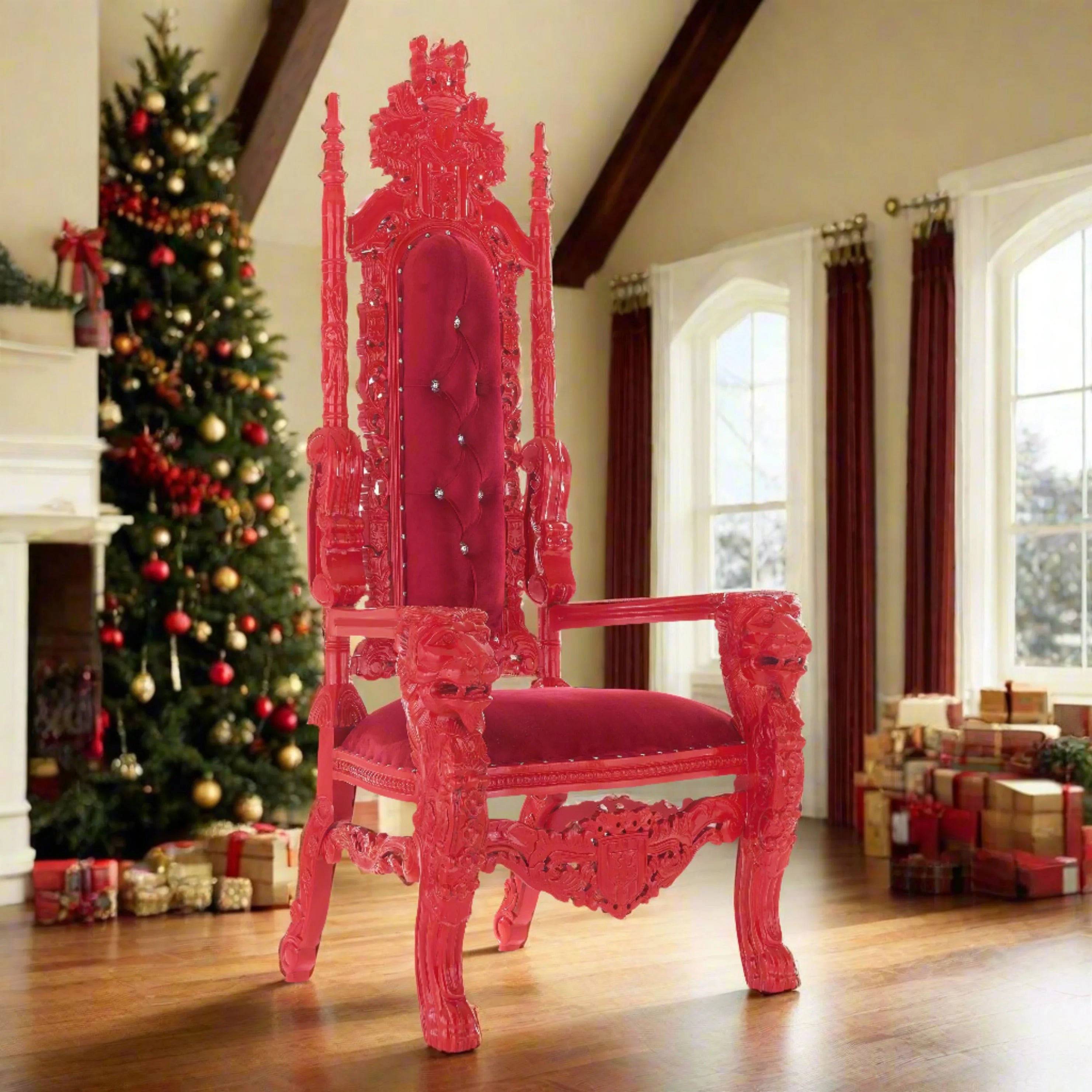 King David Lion Throne Chair - Velvet