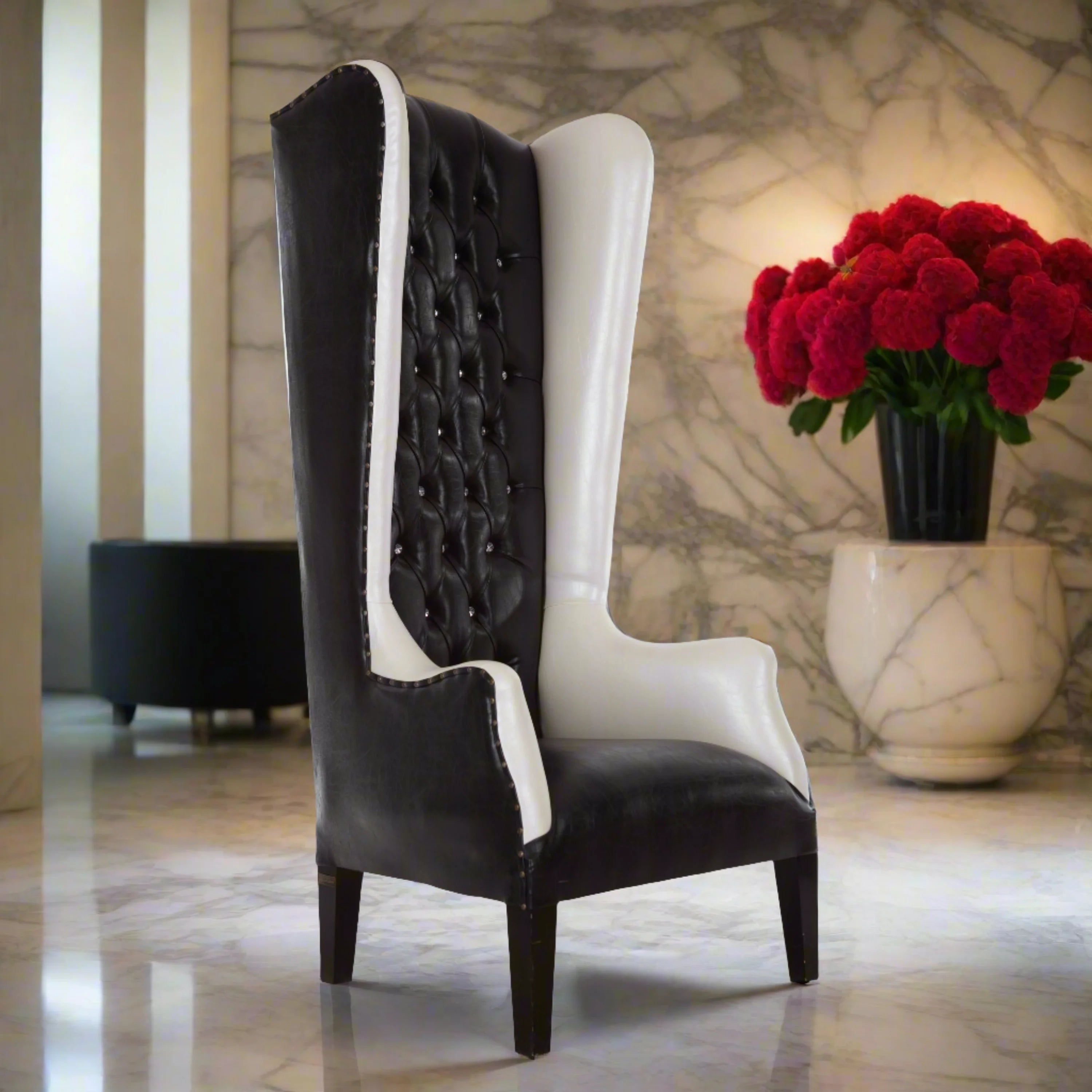 Tuxedo Wing Back Throne Chair