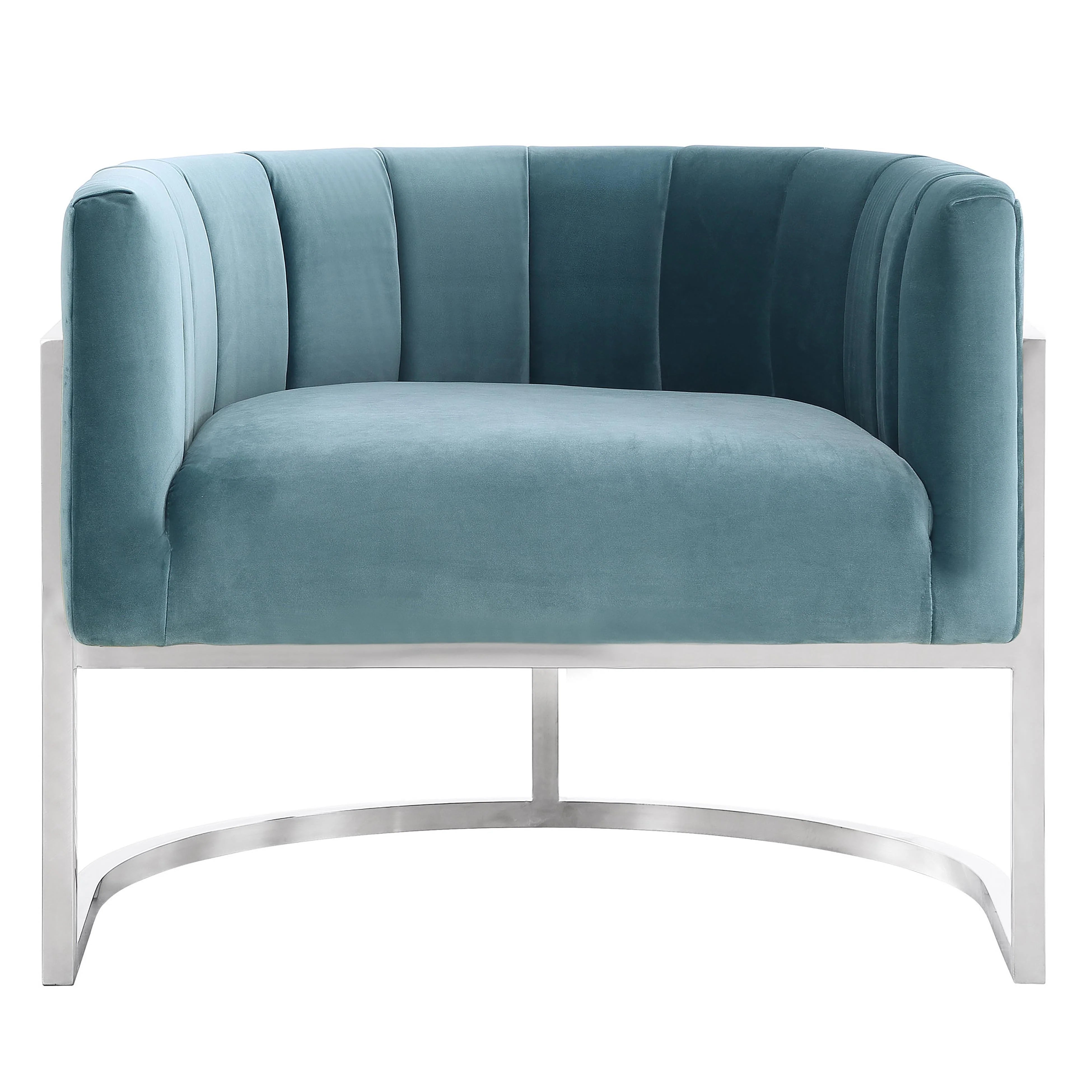 Chaise Magnolia Sea Blue avec base argentée 