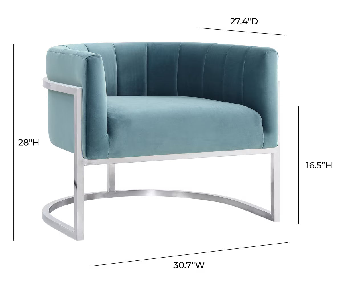 Magnolia Sea Blue Chair with Silver Base