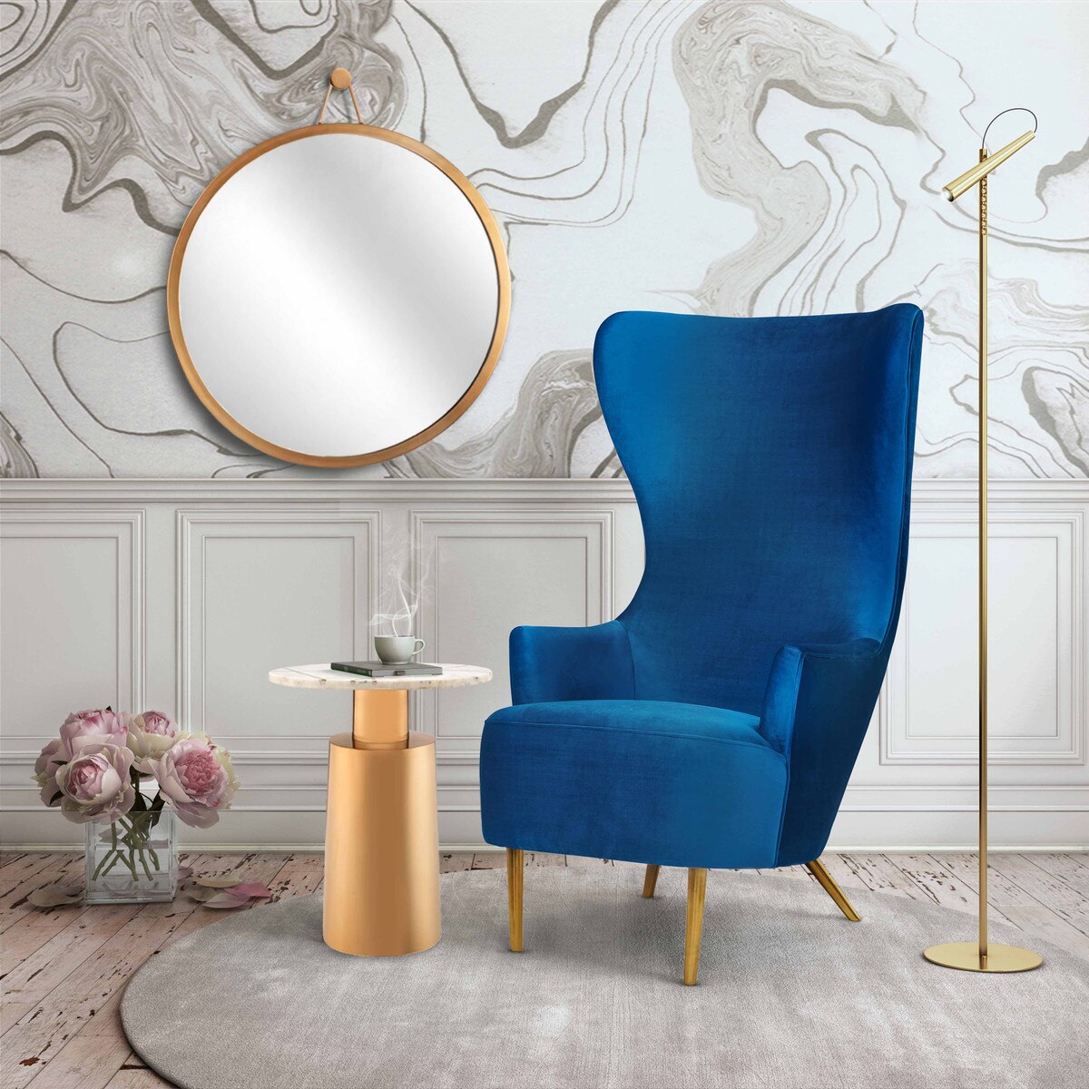 Julia Navy Wingback Chair By Inspire Me! Home Decor