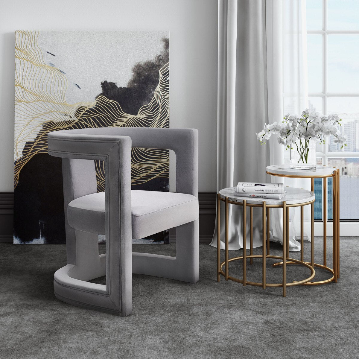 Ada Grey Velvet Chair