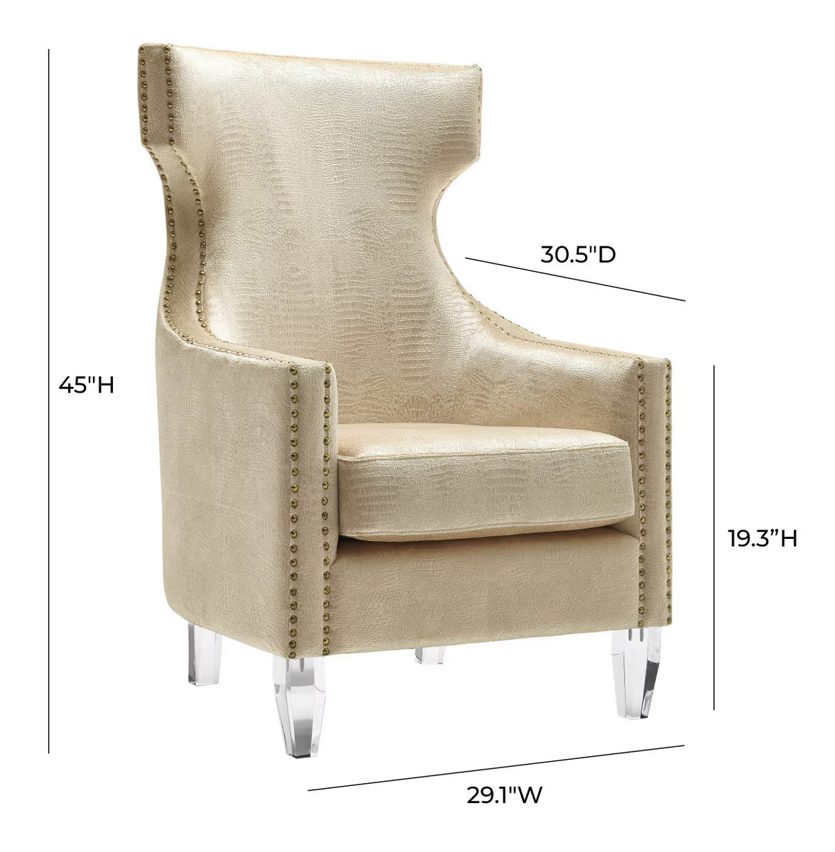 Gramercy Gold Croc Velvet Wing Chair