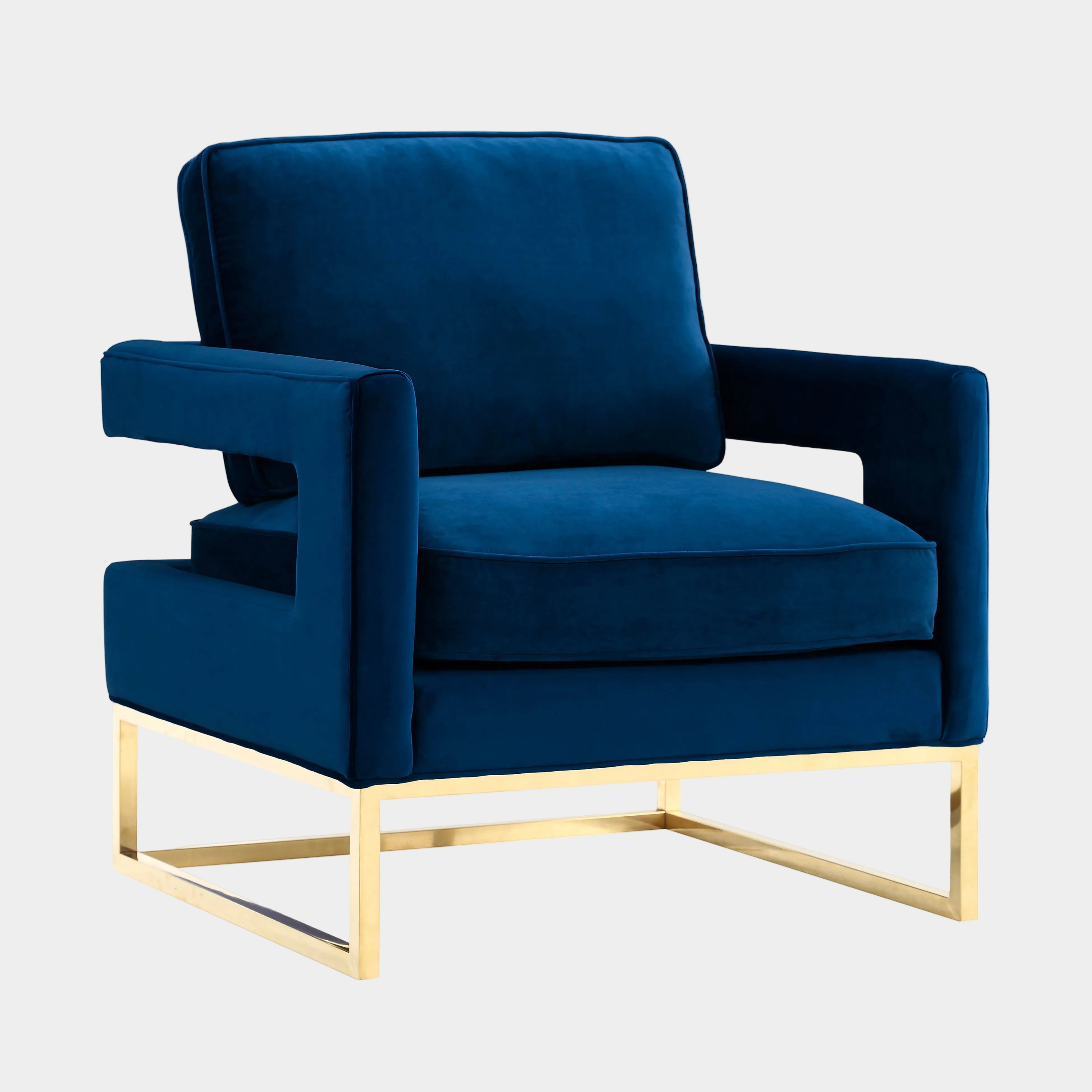 Chaise en velours bleu marine Avery 