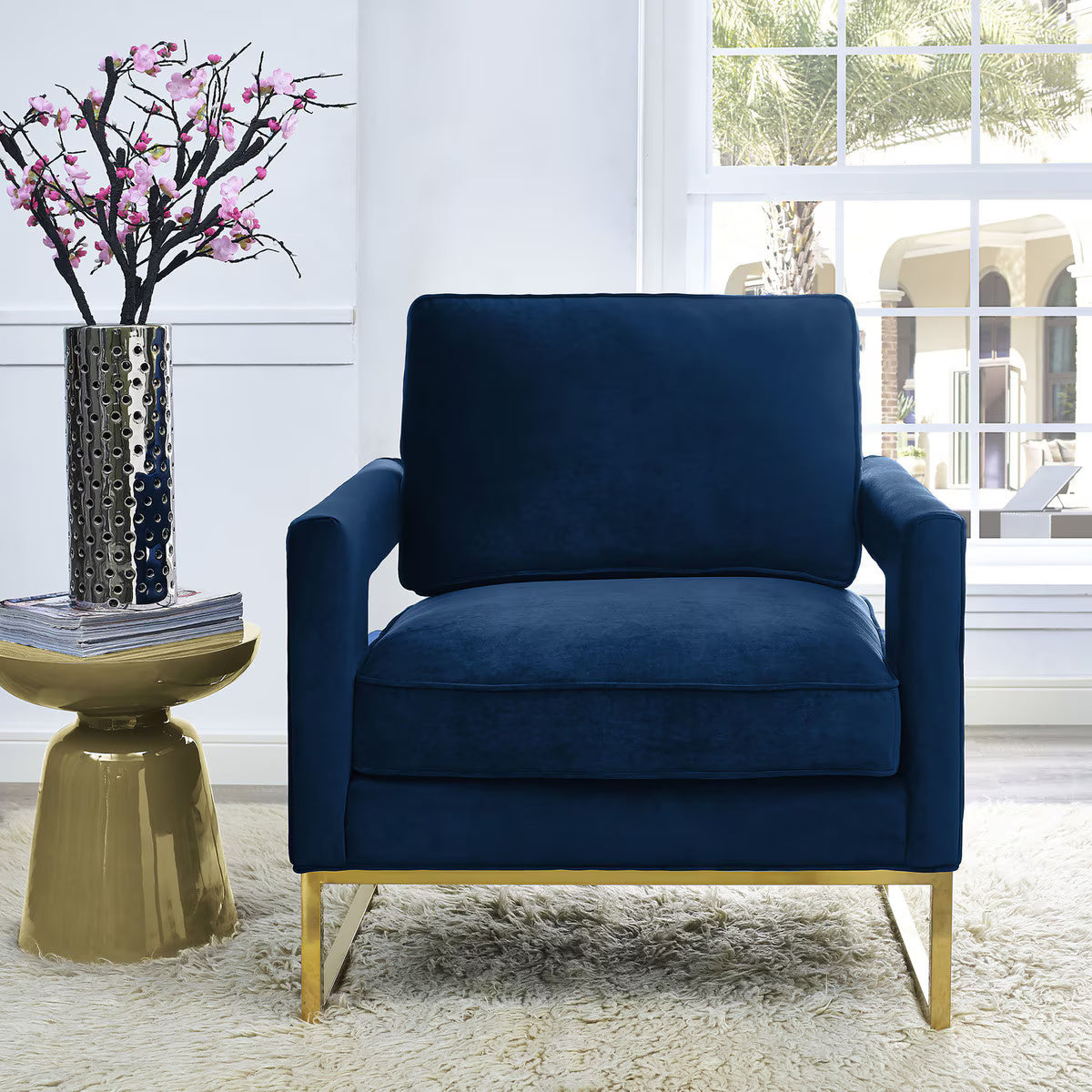 Avery Navy Velvet Chair