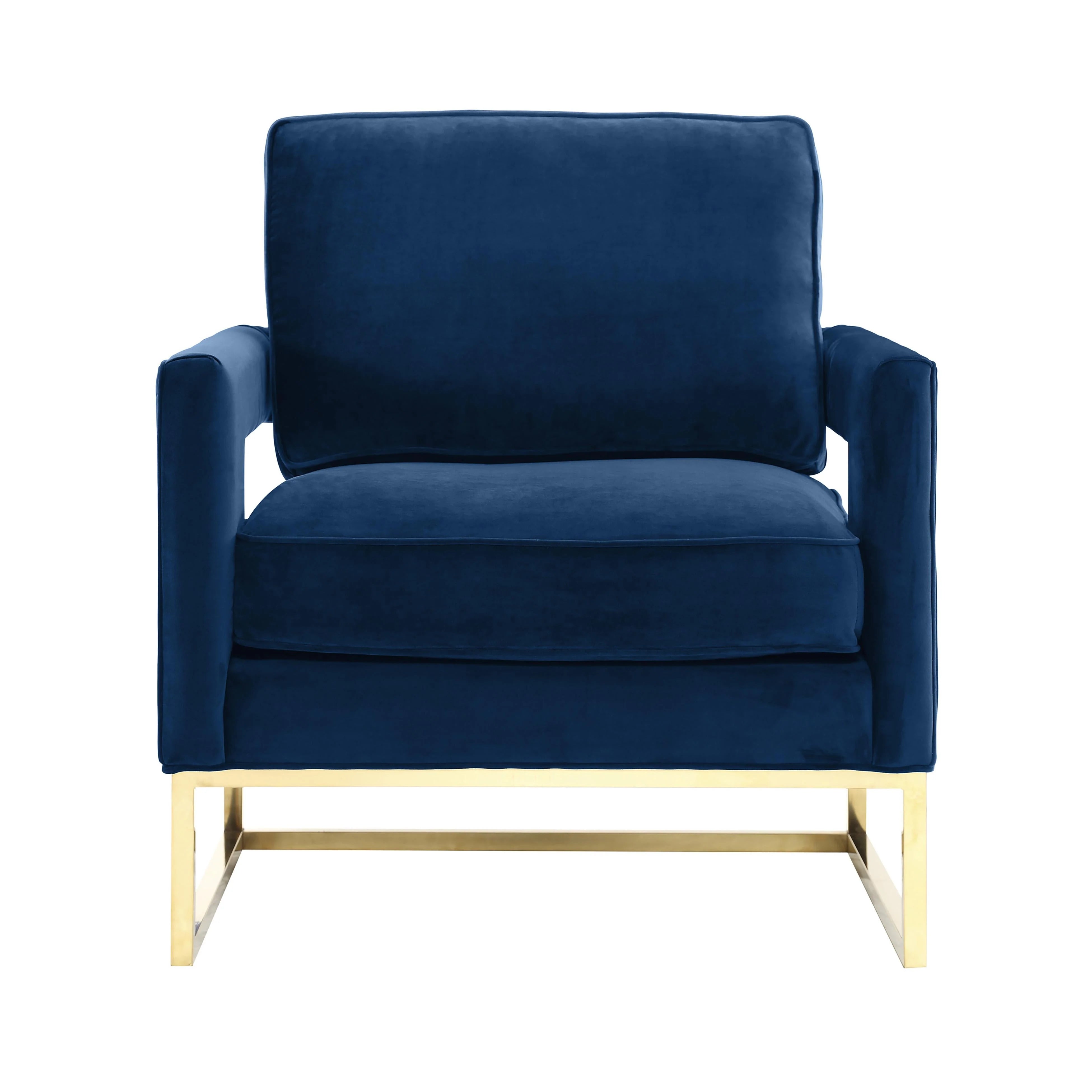 Chaise en velours bleu marine Avery 