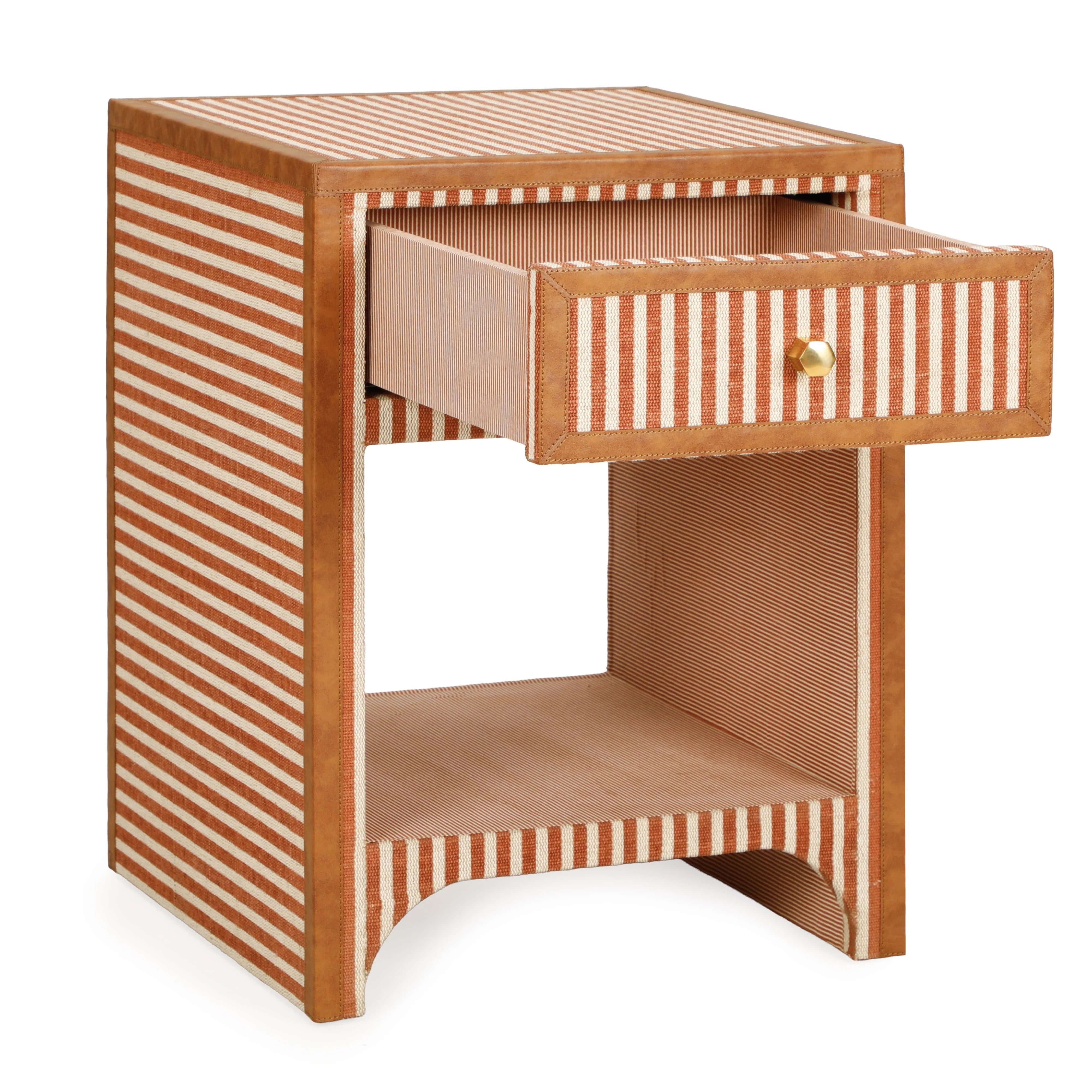Kora 18" Cotton Jute 1-Drawer Contract-Grade Nightstand