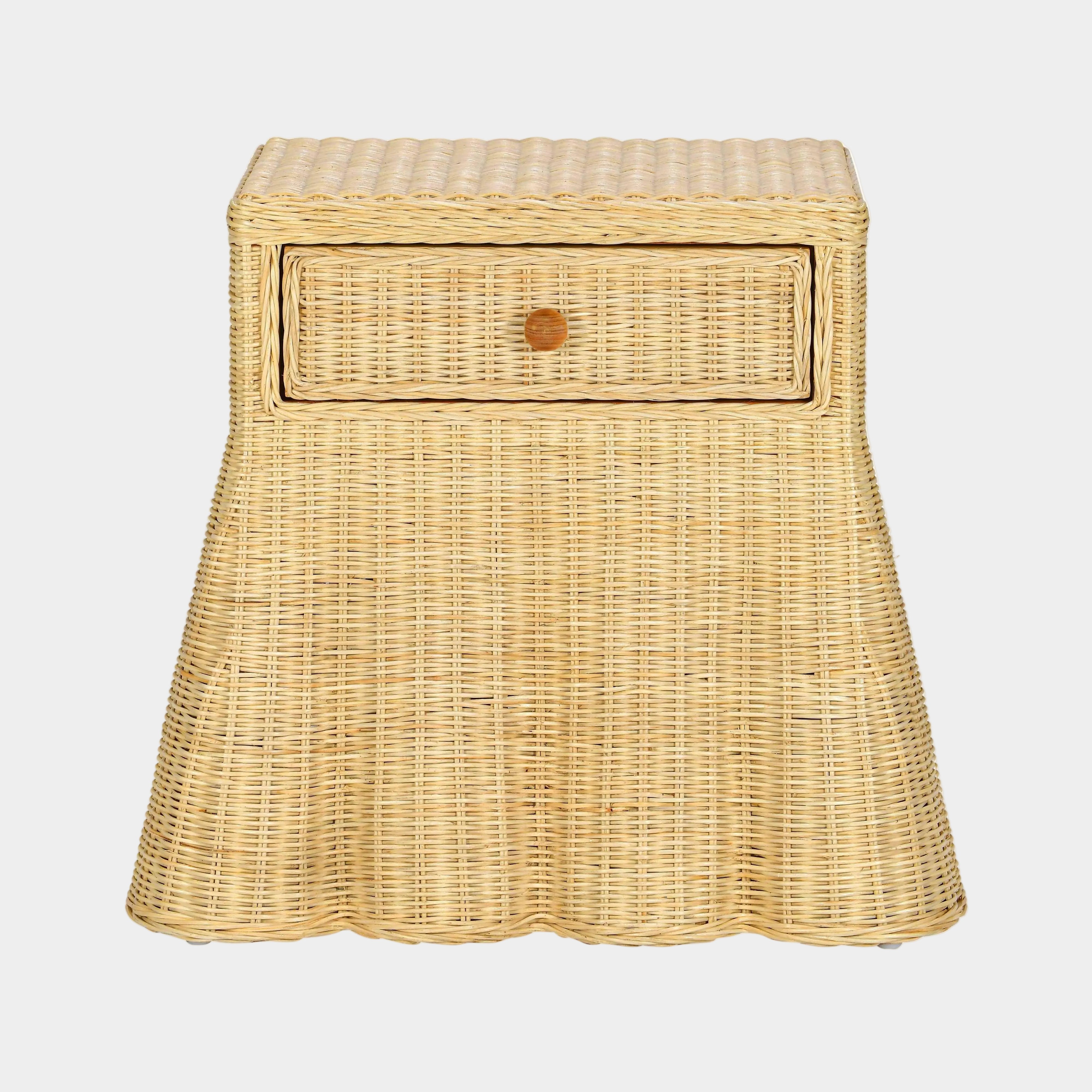 Pentra 25" Natural Rattan Nightstand With Drawer