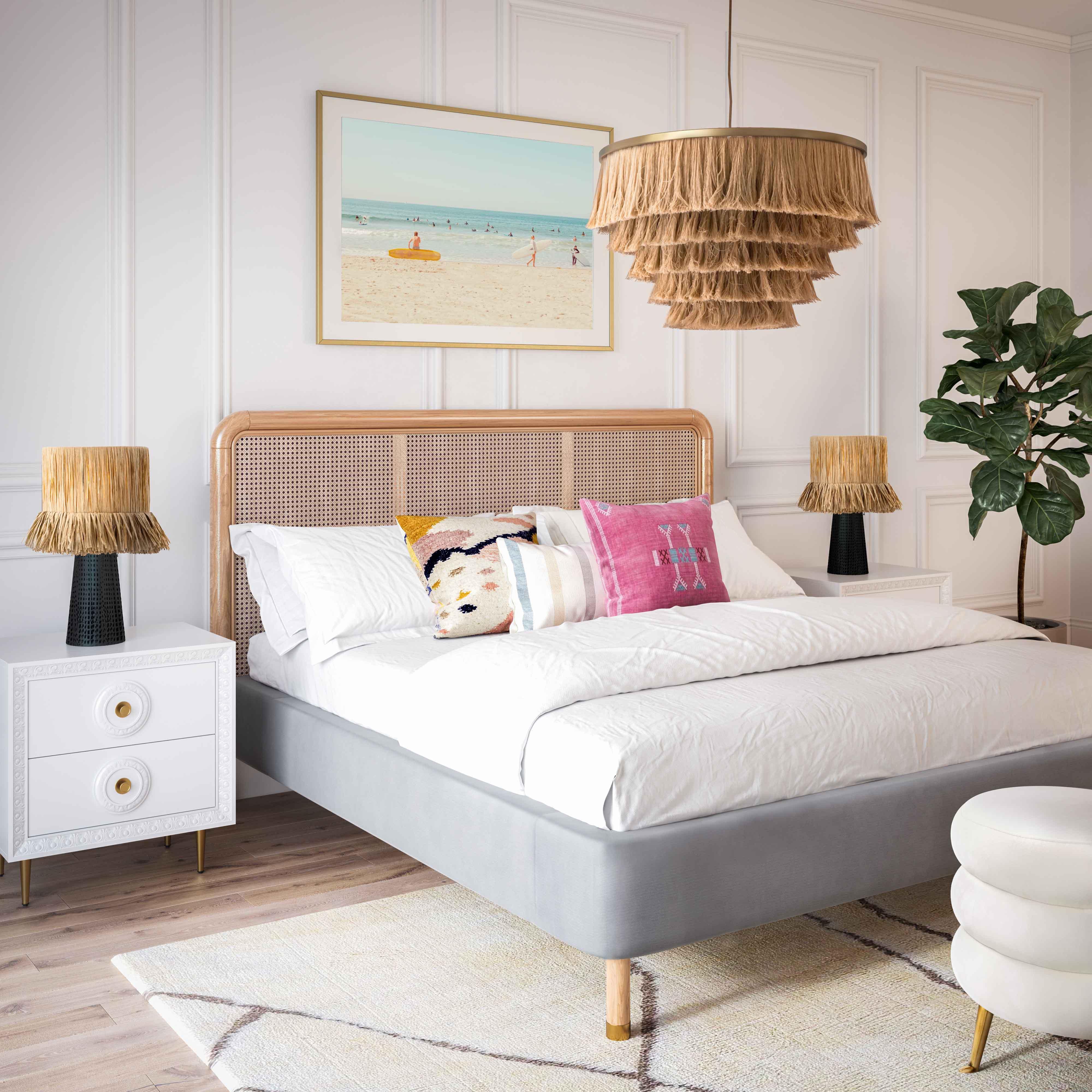 Kavali Performance Velvet and Natural Bed
