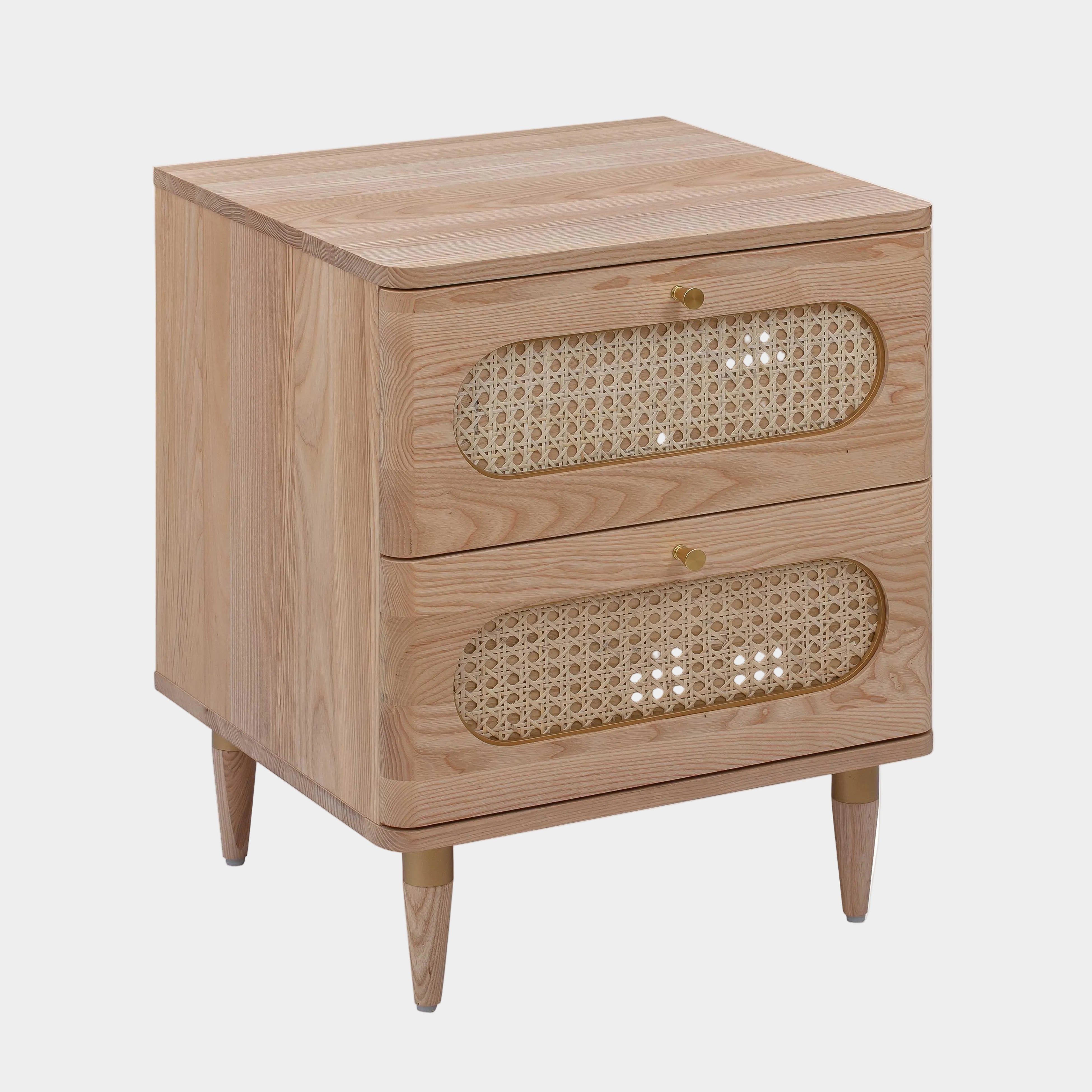 Carmen 19" Natural Ash and Cane 2-Drawer Nightstand