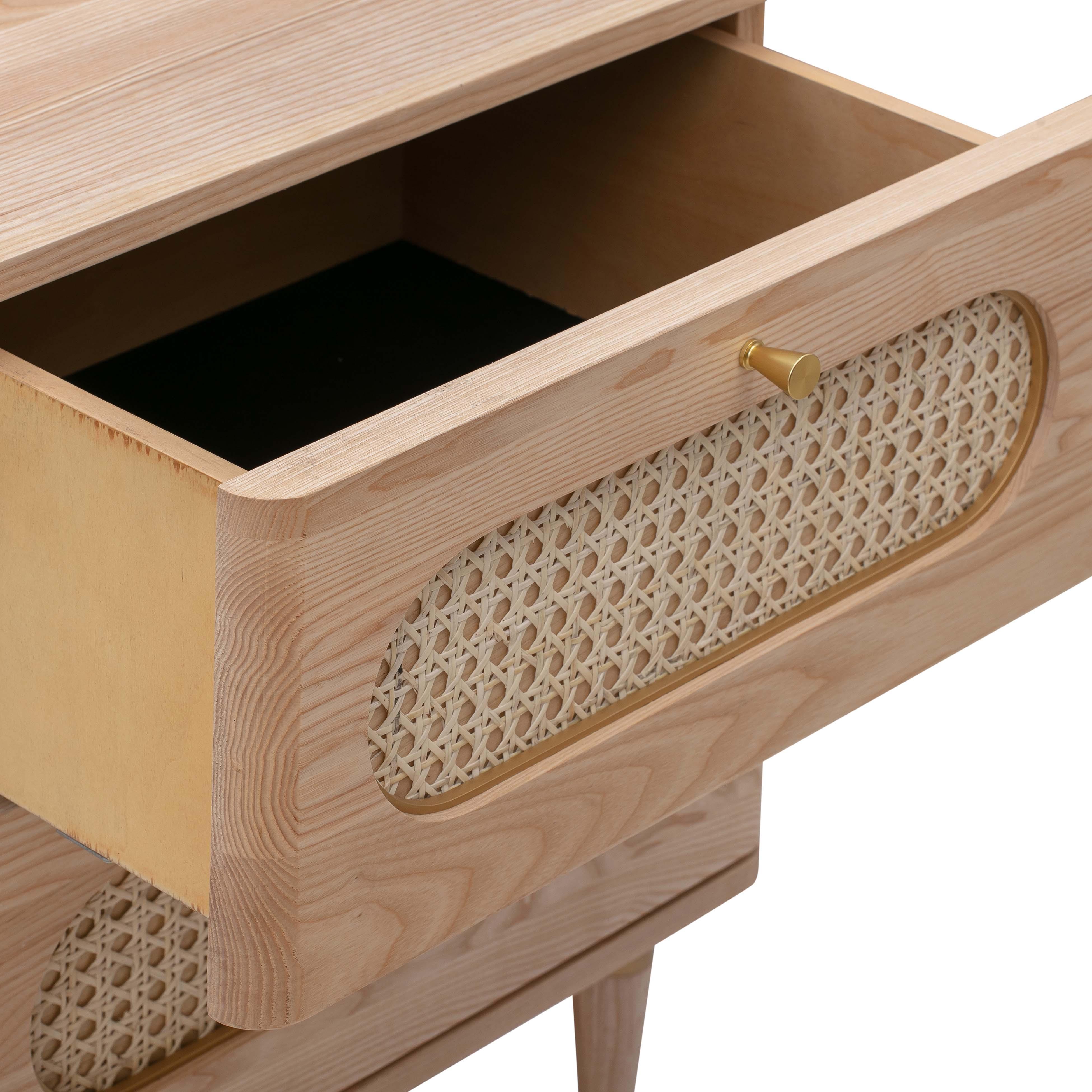 Carmen 19" Natural Ash and Cane 2-Drawer Nightstand