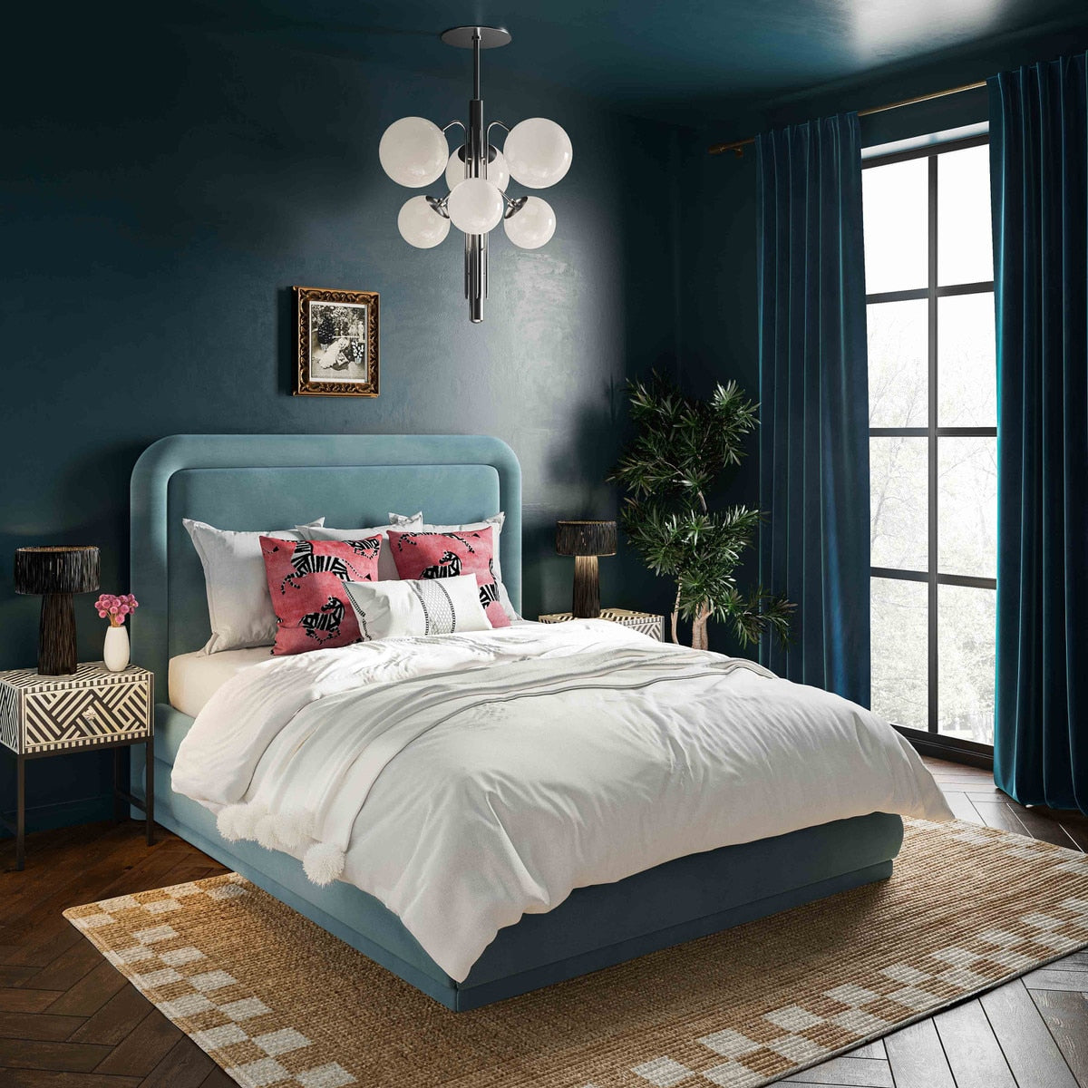 Briella Bluestone Velvet Bed