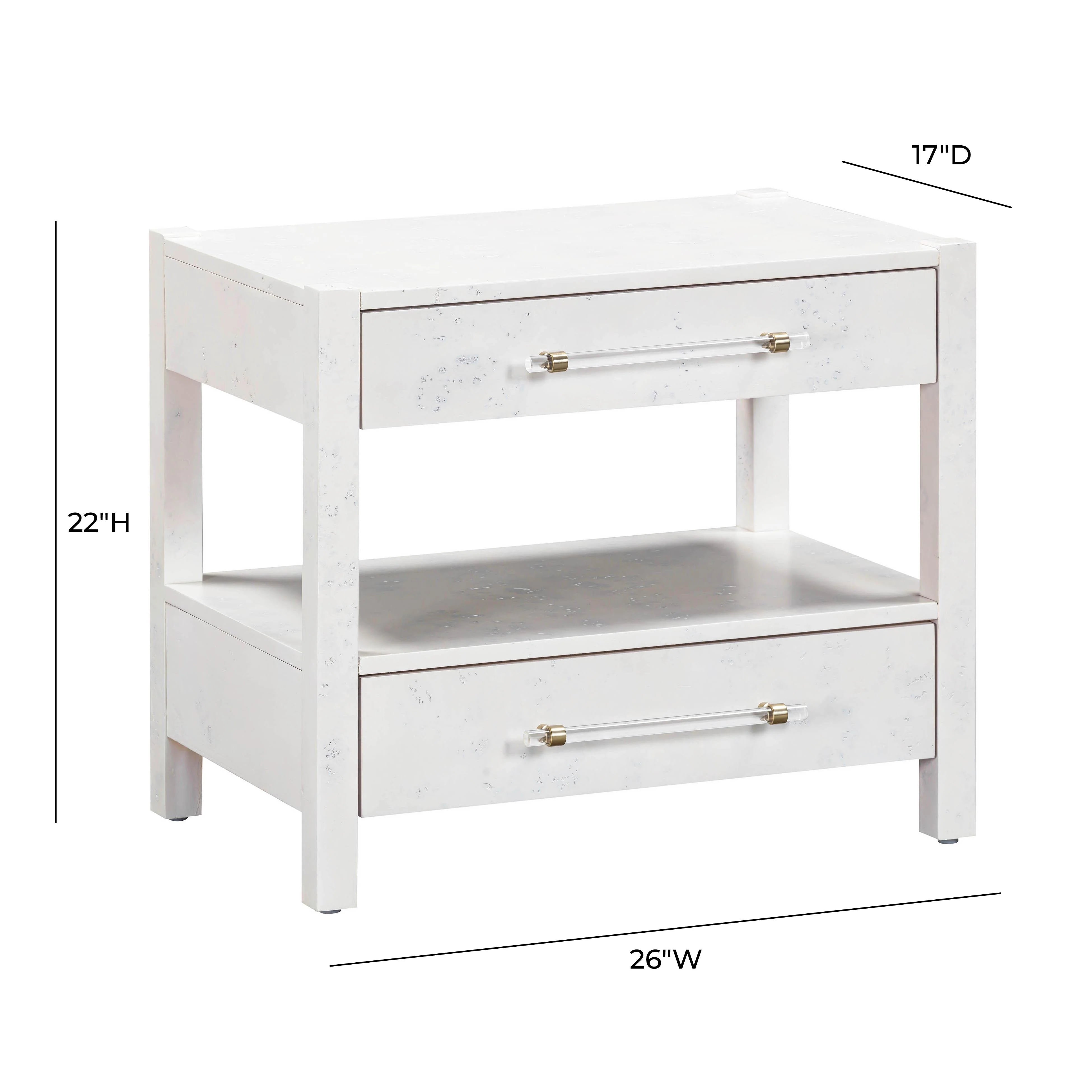Brandyss 26" Burl 2-Drawer Nightstand