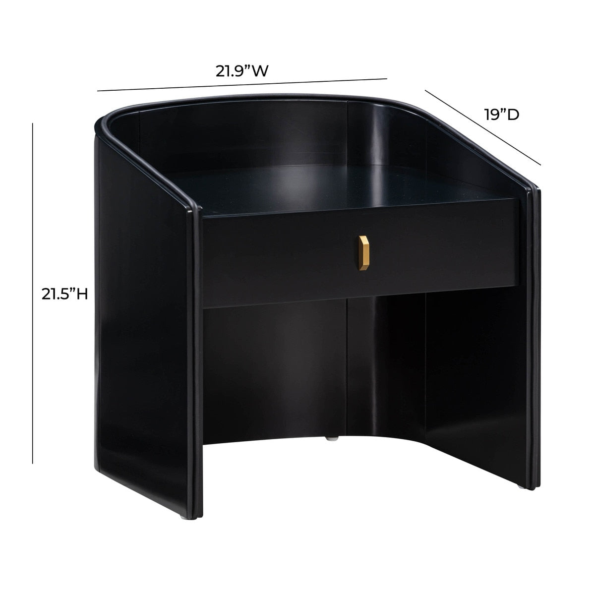 Collins Black Lacquer Nightstand