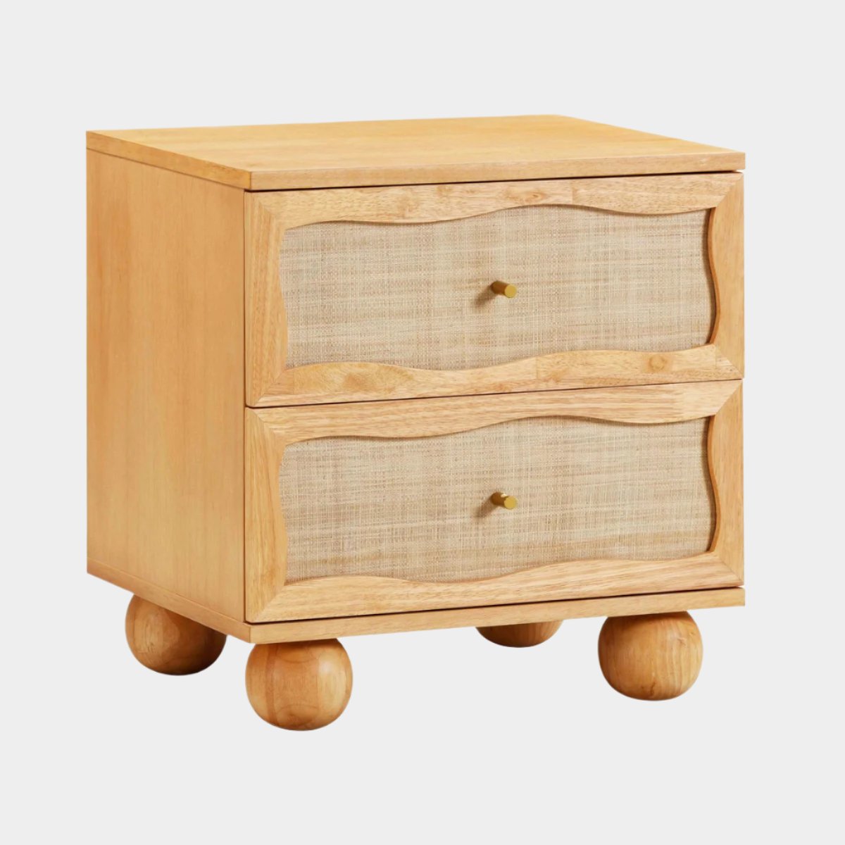 Grappa Natural Wood & Rattan Wavy Nightstand