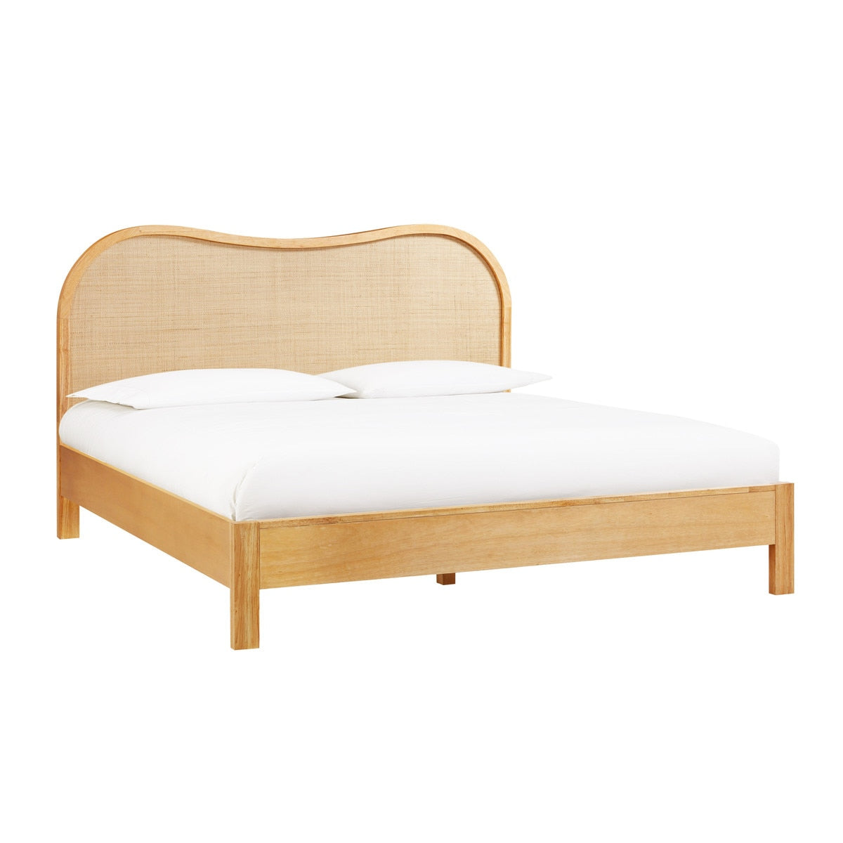 Lit King Size en bois naturel et rotin Grappa