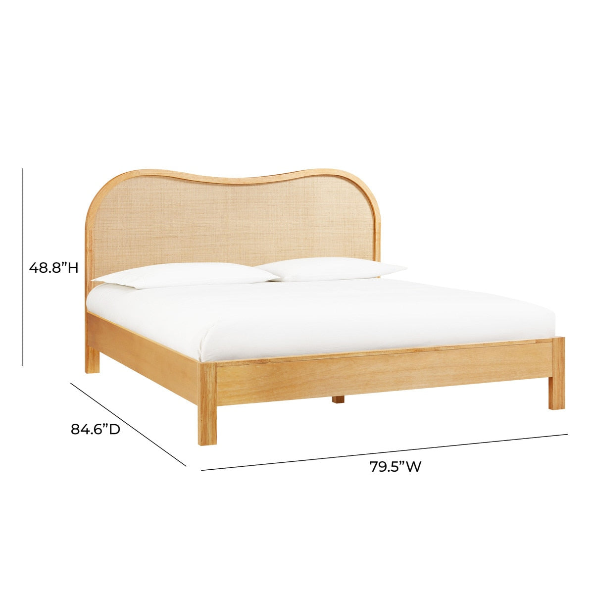 Lit King Size en bois naturel et rotin Grappa