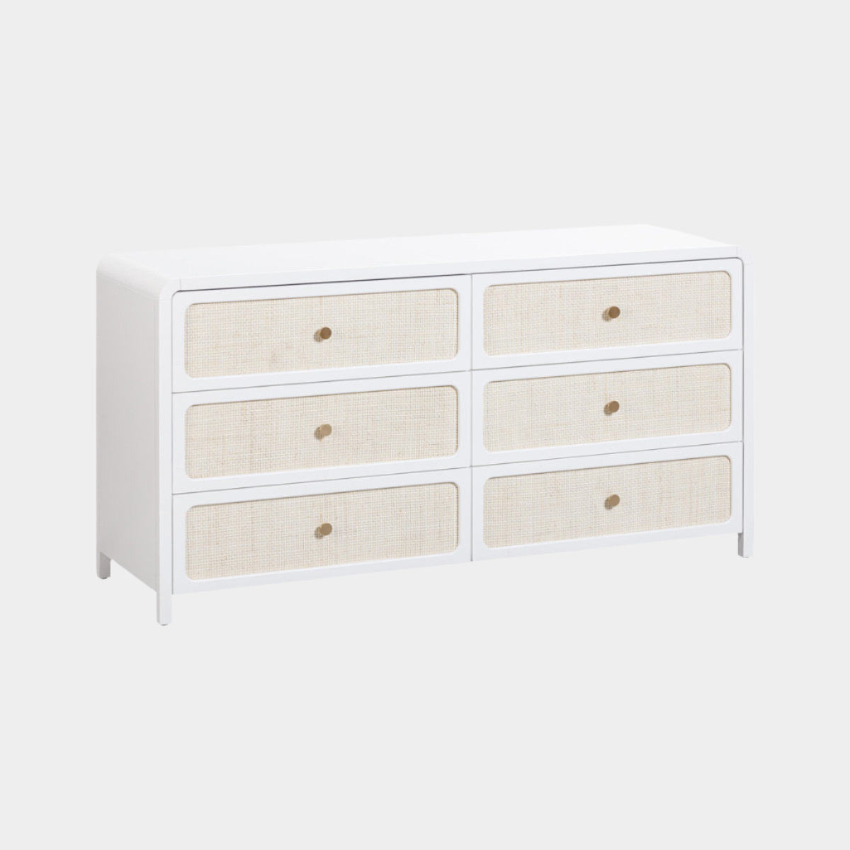 Patty White Rattan 6 Drawer Dresser