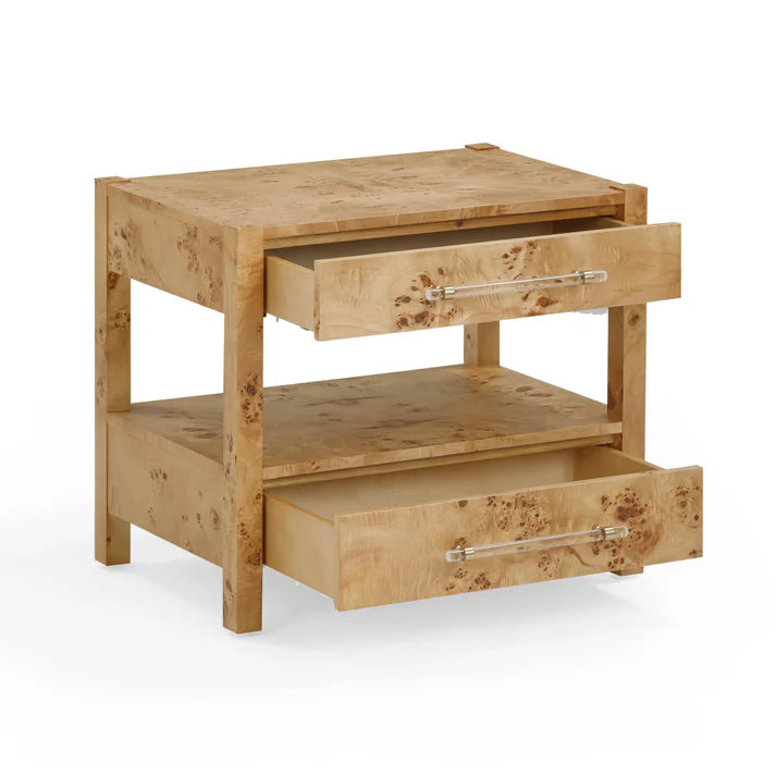 Table de chevet à 2 tiroirs en érable piqué Brandyss 