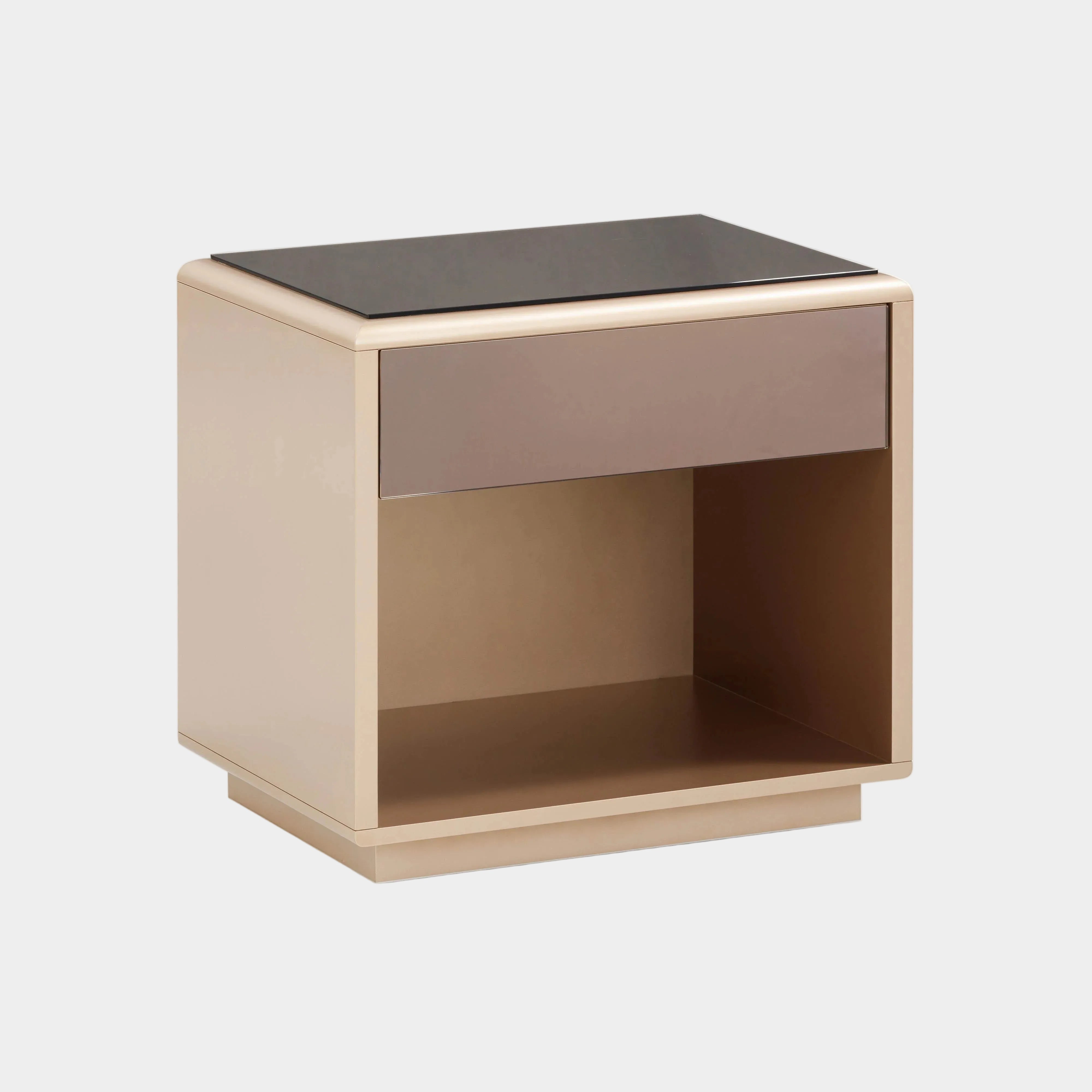 Martha 25" Taupe Mirrored Nightstand With Drawer