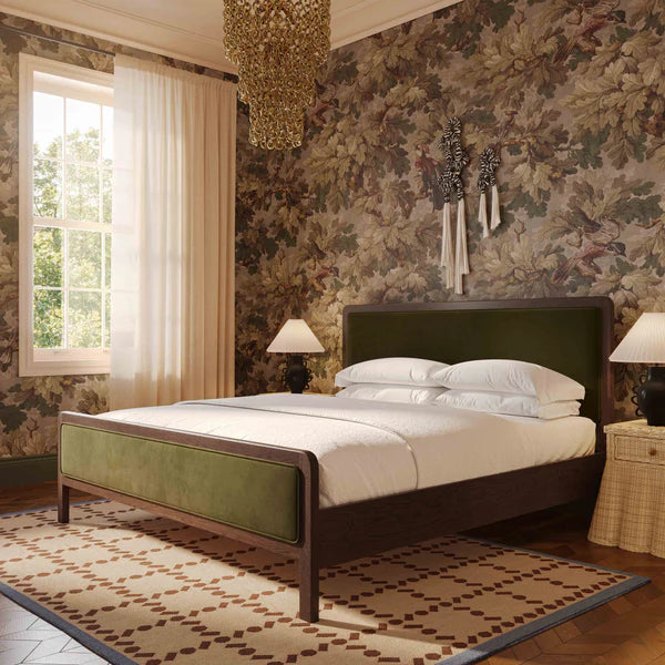 Hella Velvet and Ash Wood Bed