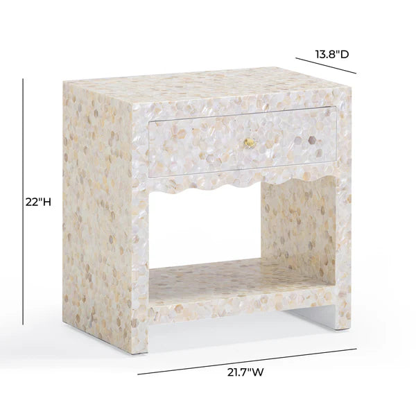 Piara Natural Mother of Pearl Inlaid Nightstand