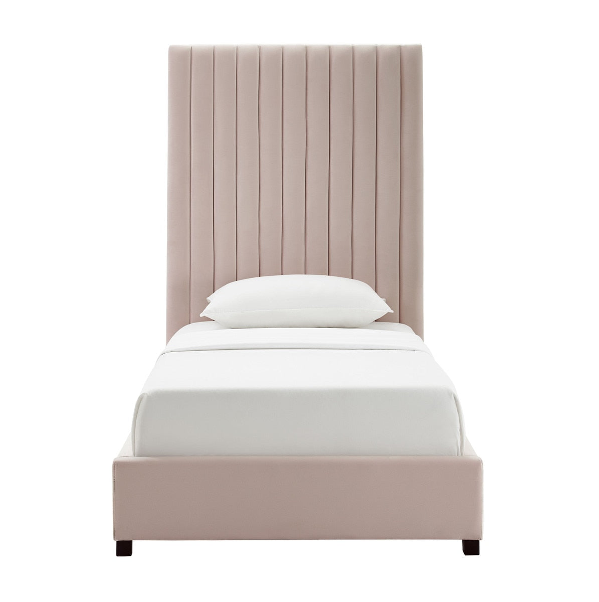 Arabelle Blush Velvet Bed in Twin