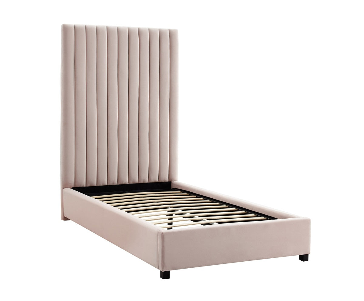 Arabelle Blush Velvet Bed in Twin