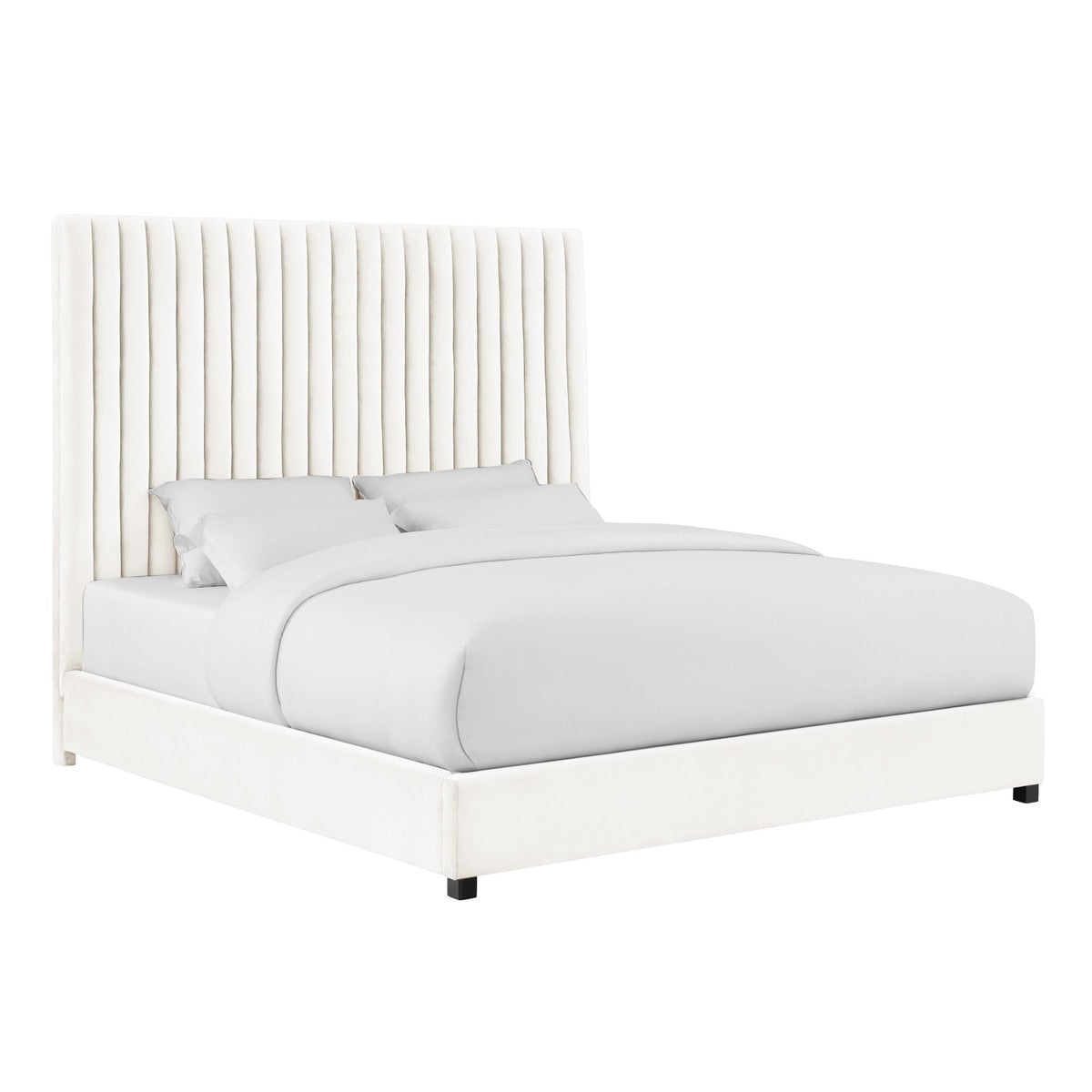 Lit en velours blanc Arabelle