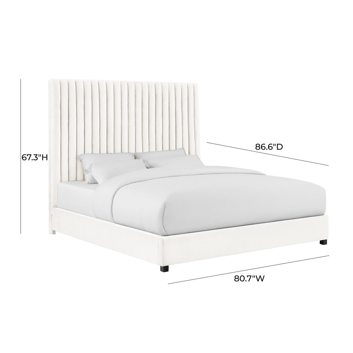 Arabelle White Velvet Bed