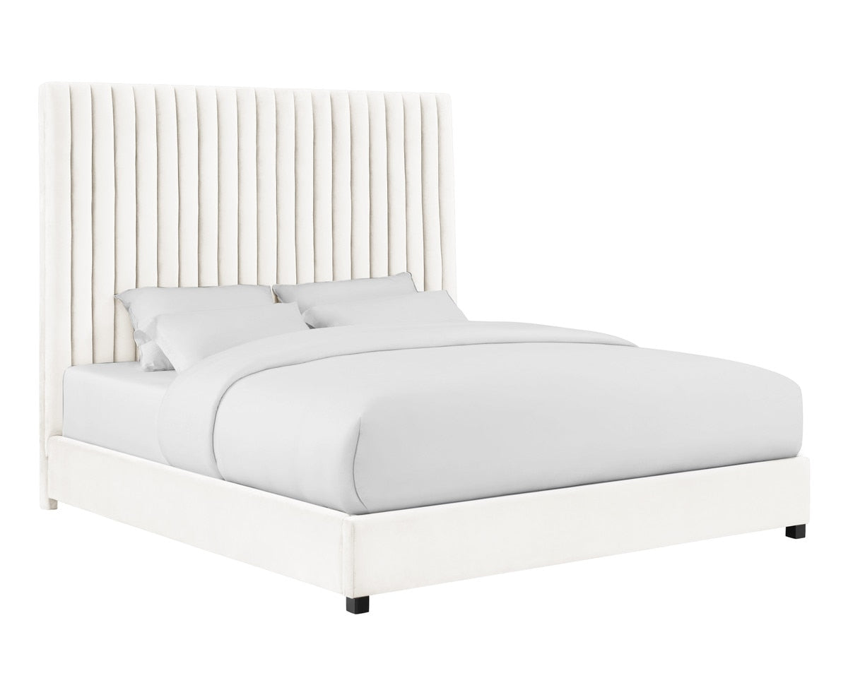 Lit en velours blanc Arabelle